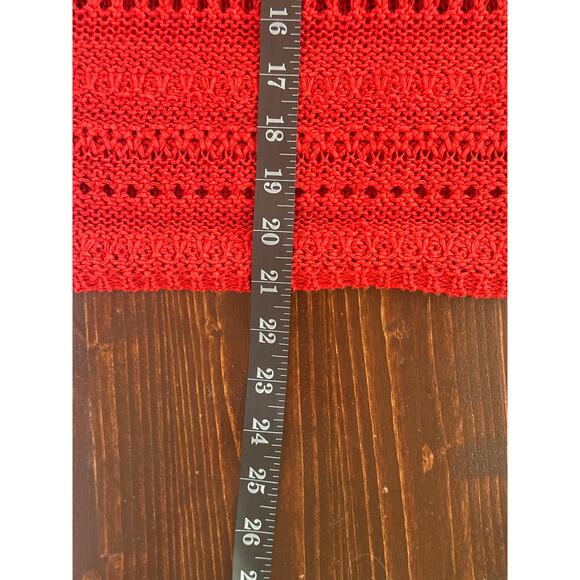 Lauren Ralph Lauren Open Knit Sweater Top PXS Red Short Sleeve Preppy Streetwear - Picture 10 of 11